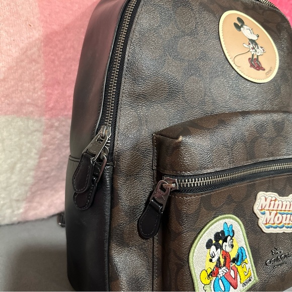 COACH x DISNEY Mickey Minnie Mouse Emblem Signature Leather Backpack - Picture 4 of 11